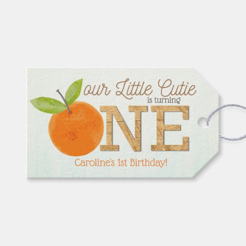 Little Cutie Orange Citrus 1st Birthday Favor Gift Tags