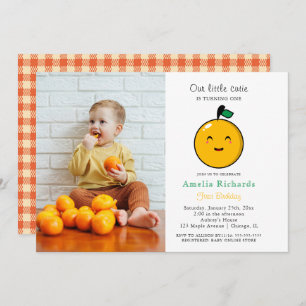 Little Cutie Orange Citrus 1st Birthday Invitation