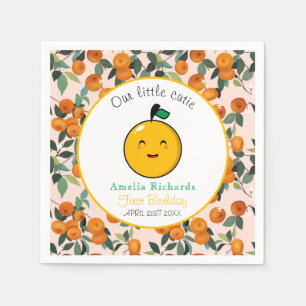  Little Cutie Orange Citrus 1st Birthday  Napkins