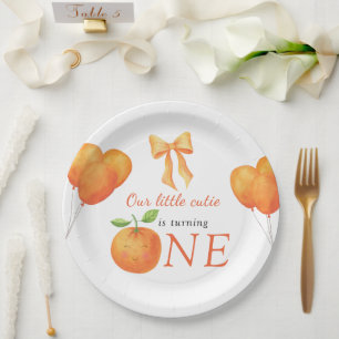 Little Cutie Orange Citrus 1st Birthday Paper Plates