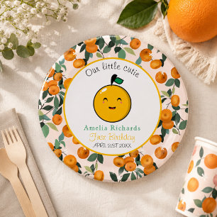 Little Cutie Orange Citrus 1st Birthday Paper Plates