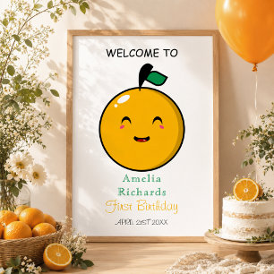 Little Cutie Orange Citrus 1st Birthday Poster
