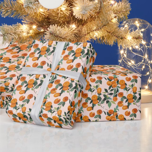  Little Cutie Orange Citrus 1st Birthday  Wrapping Paper (Holidays)