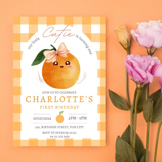 Little Cutie Orange Citrus 1st First Birthday Invitation (Little Cutie Orange Citrus 1st First Birthday Invitation)