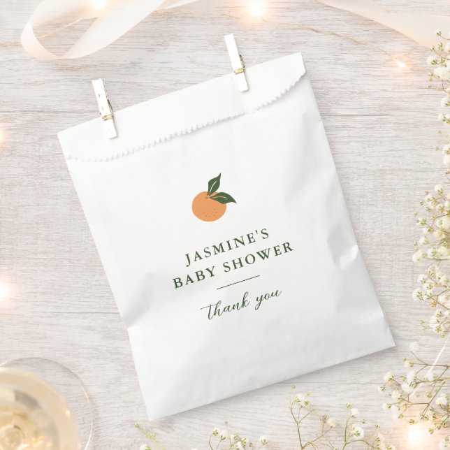 Little Cutie Orange Citrus Baby Shower Favor Bag (Clipped)