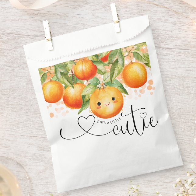 Little Cutie Orange Citrus Baby Shower Favor Bag (Little cutie baby shower favor bags with cute little face. You can add text to personalize.)