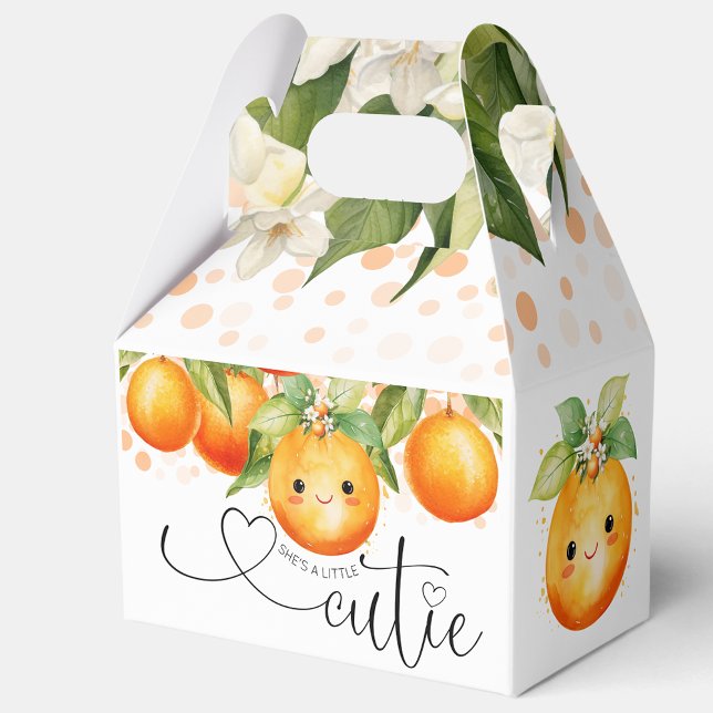Little Cutie Orange Citrus Baby Shower Favor Boxes (Little cutie baby shower favor boxes with sweet little face. You can add text to personalize.)