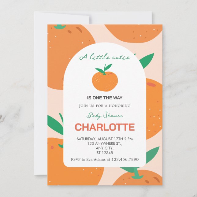 Little Cutie Orange Citrus Baby Shower Invitation (Front)