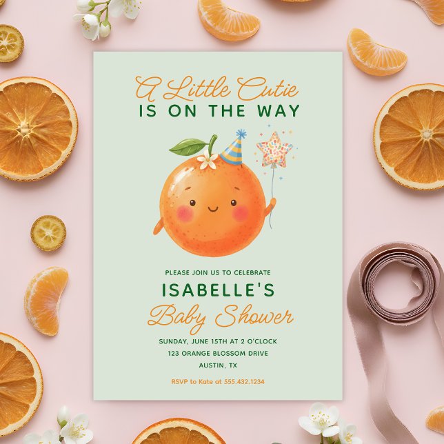 Little Cutie Orange Citrus Baby Shower Invitation (Little Cutie Orange Citrus Baby Shower Invitation)