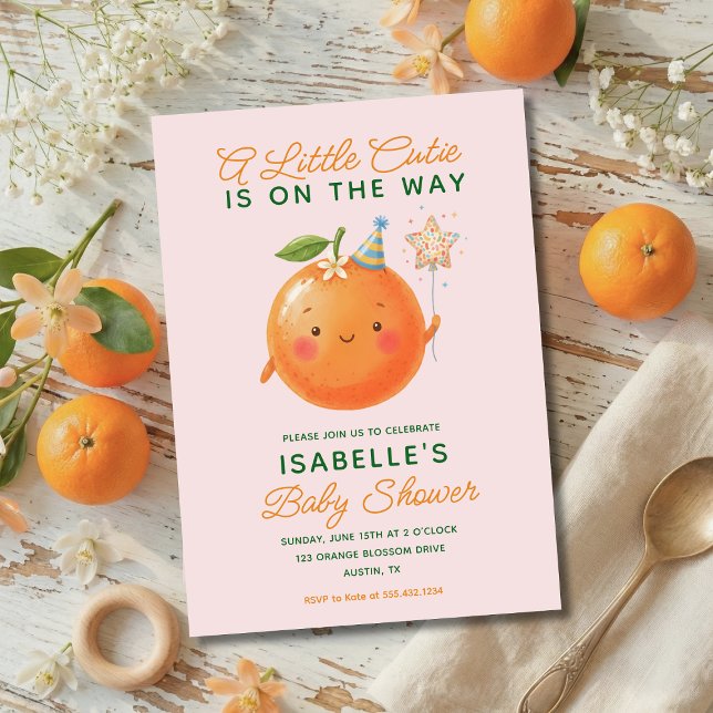 Little Cutie Orange Citrus Baby Shower Invitation (Creator Uploaded)