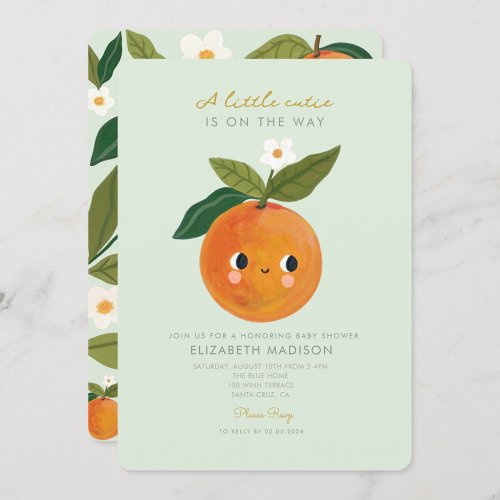 Little Cutie Orange Citrus  Baby Shower Invitation