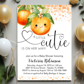 Little Cutie Orange Citrus Baby Shower Invitation by The_Baby_Boutique at Zazzle