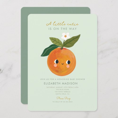 Little Cutie Orange Citrus Baby Shower Invitation