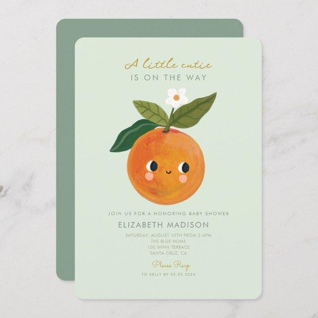 Little Cutie Orange Citrus Baby Shower Invitation (Creator Uploaded)