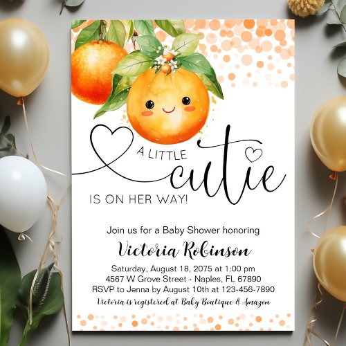 Little Cutie Orange Citrus Baby Shower Invitation