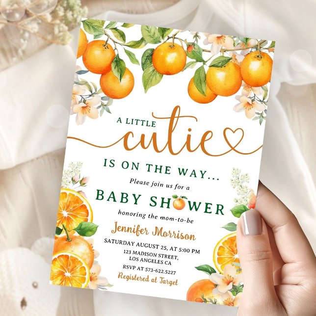 Little Cutie Orange Citrus Baby Shower   Invitation (Creator Uploaded)