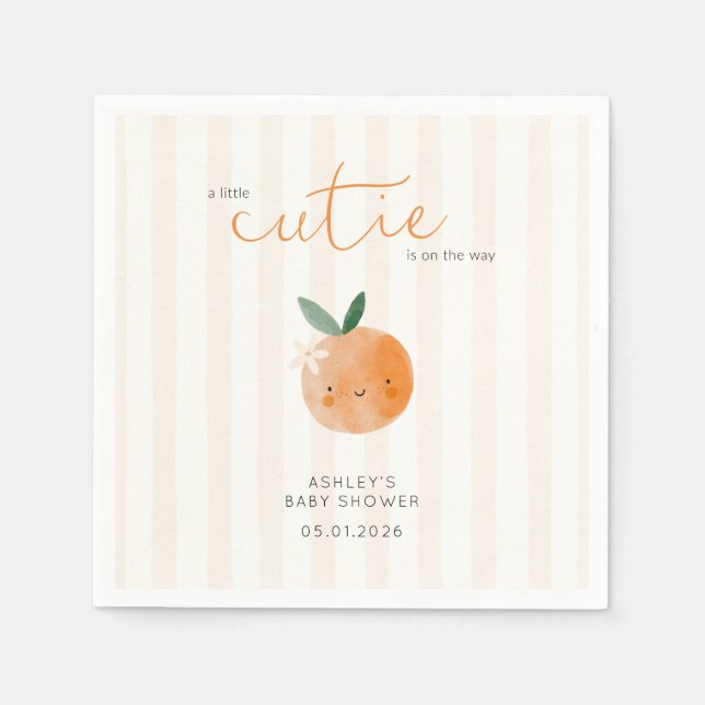 Little Cutie Orange Citrus Baby Shower Napkins (Front)