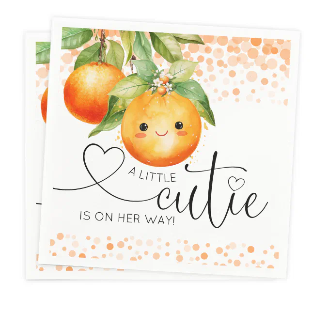 Little Cutie Orange Citrus Baby Shower Napkins | Zazzle