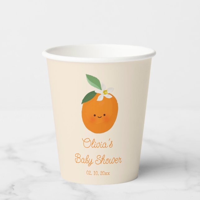 Little Cutie Orange Citrus Baby Shower Paper Cups (Front)