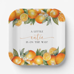 Little Cutie Orange Citrus Baby Shower Paper Plates