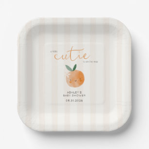 Little Cutie Orange Citrus Baby Shower Paper Plates