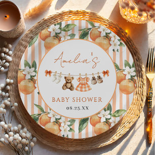 Little Cutie Orange Citrus Baby Shower Paper Plates