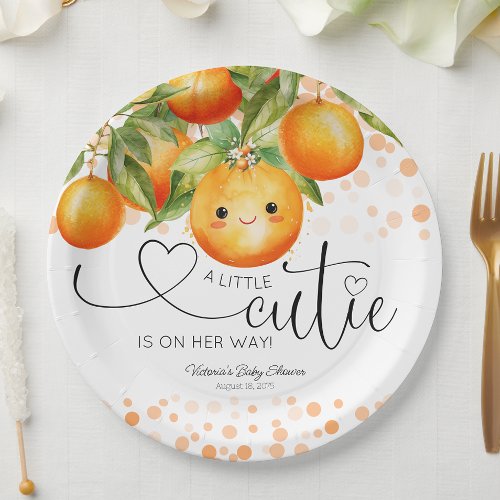 Little Cutie Orange Citrus Baby Shower Paper Plates