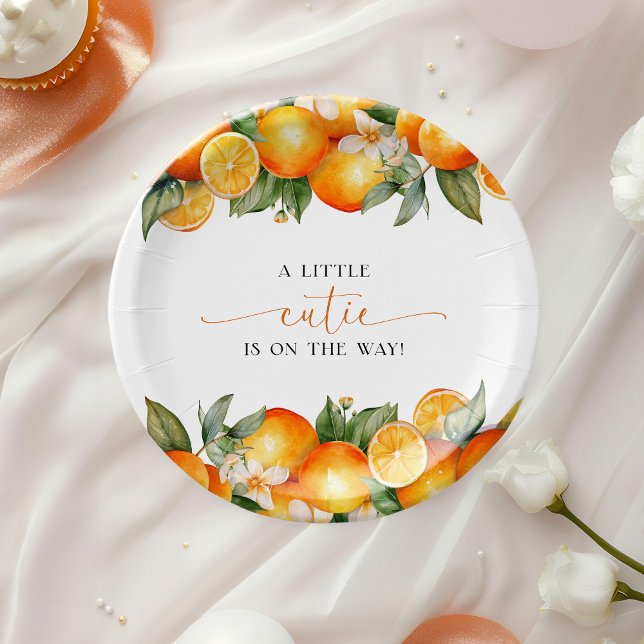 Little Cutie Orange Citrus Baby Shower Paper Plates (Creator Uploaded)