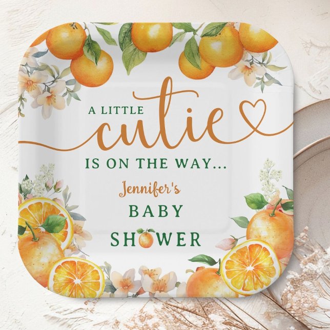 Little Cutie Orange Citrus Baby Shower  Paper Plates (Creator Uploaded)