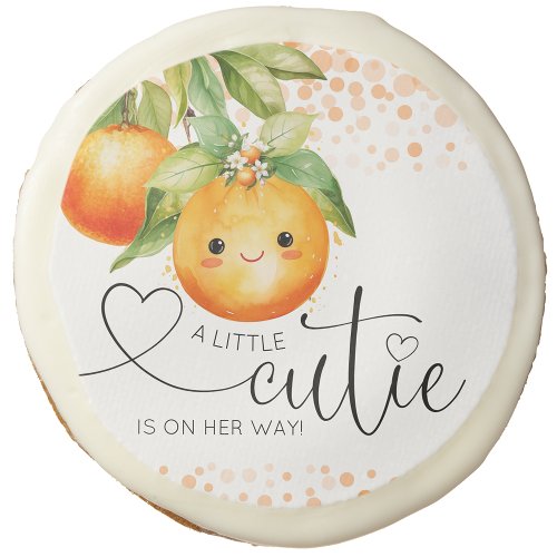 Little Cutie Orange Citrus Baby Shower Sugar Cookie