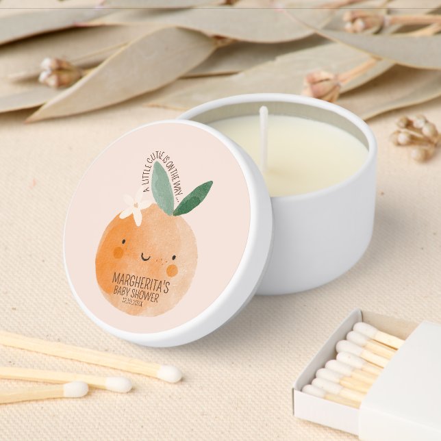 Little Cutie Orange Citrus Baby Shower Thank Favor Mini Candle Favors (Insitu)