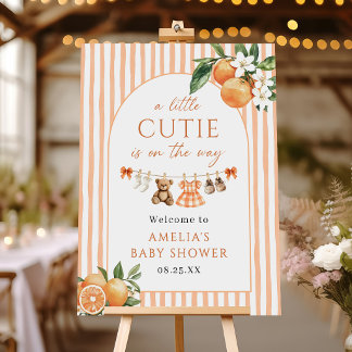 Little Cutie Orange Citrus Baby Shower Welcome  Foam Board