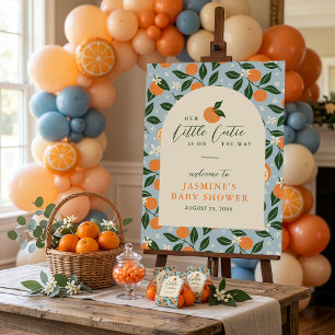 Little Cutie Orange Citrus Baby Shower Welcome Foam Board