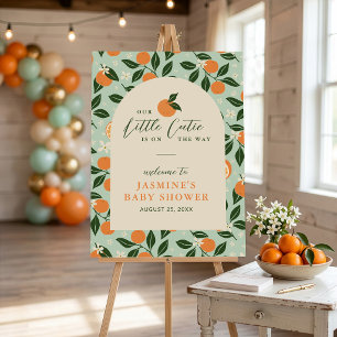 Little Cutie Orange Citrus Baby Shower Welcome Foam Board