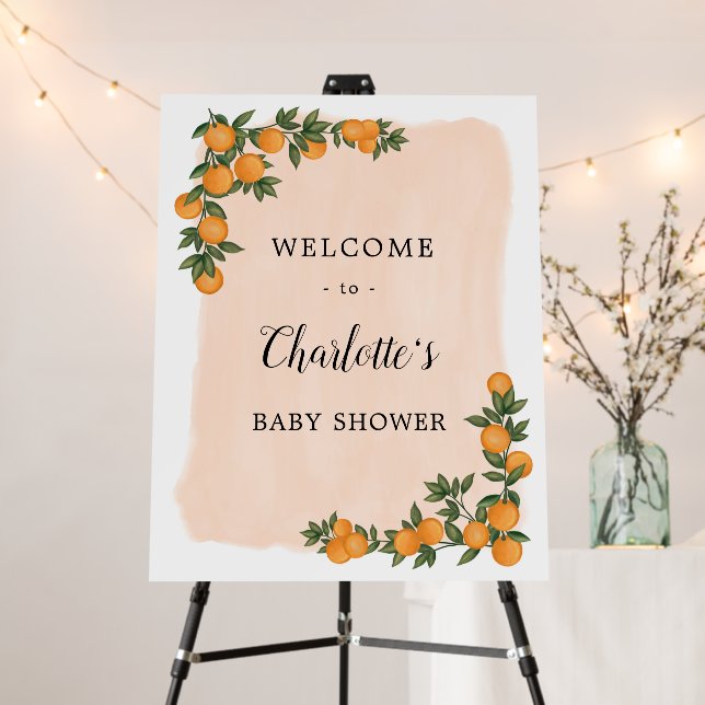 Little Cutie Orange Citrus Baby Shower Welcome Foam Board (In Situ (Stand))