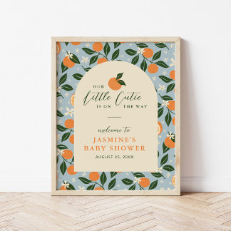 Little Cutie Orange Citrus Baby Shower Welcome Poster