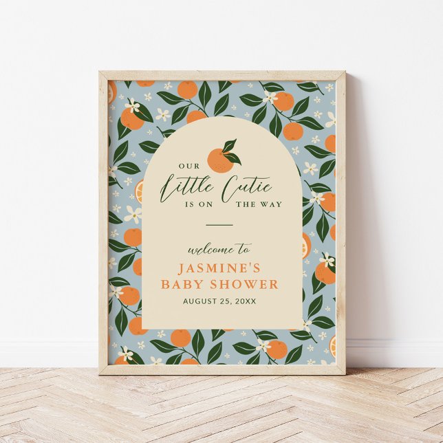 Little Cutie Orange Citrus Baby Shower Welcome Poster (Creator Uploaded)