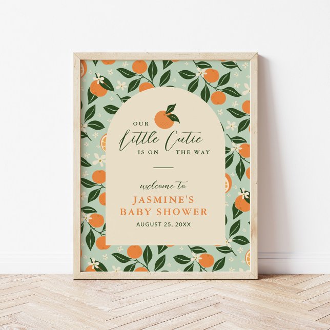 Little Cutie Orange Citrus Baby Shower Welcome Poster (Creator Uploaded)