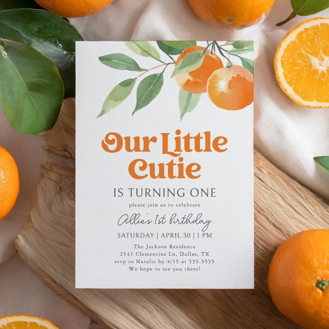 Little Cutie Orange Citrus Birthday Invitation (Creator Uploaded)