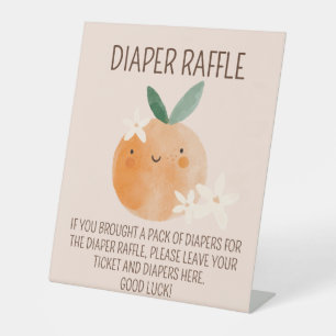 Little Cutie Orange Citrus Botanical Baby Diaper Pedestal Sign