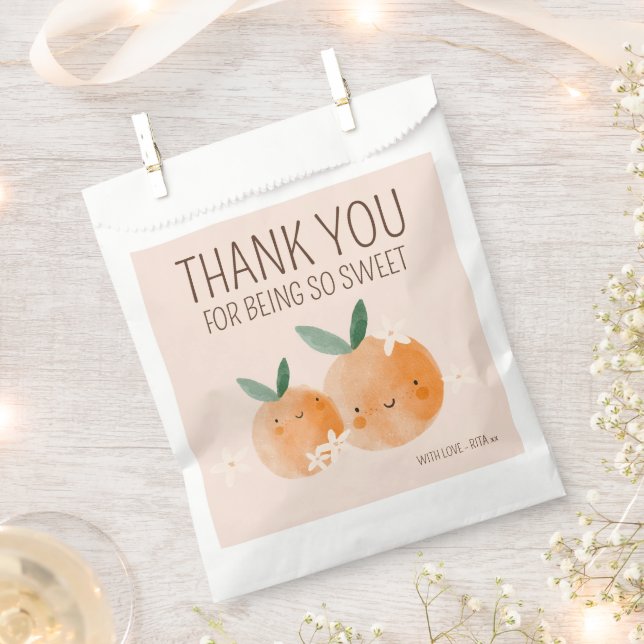 Little Cutie Orange Citrus Botanical Baby Shower Favor Bag (Clipped)