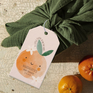 Little Cutie Orange Citrus Botanical Baby Shower Gift Tags