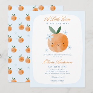 Little Cutie, Orange Citrus Boy Baby Shower Invitation