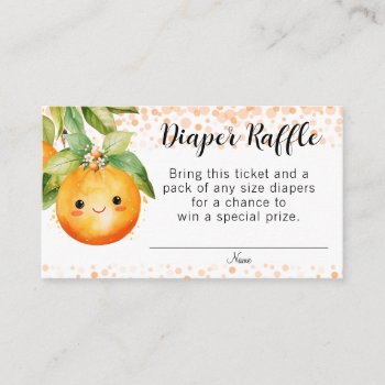 Little Cutie Orange Citrus Diaper Raffle Enclosure Card by The_Baby_Boutique at Zazzle