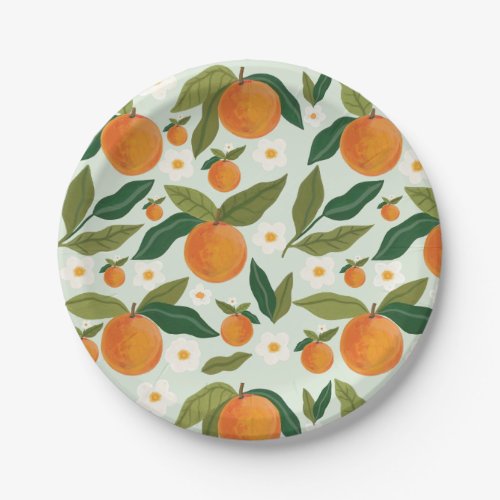 Little Cutie Orange Citrus  First Birthday Paper Plates