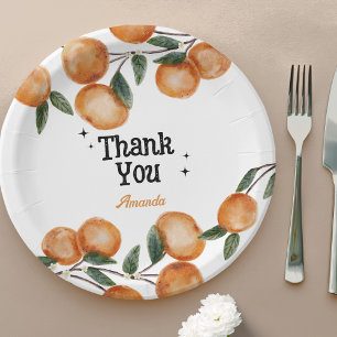 Little Cutie Orange Citrus Thank You Paper Plates