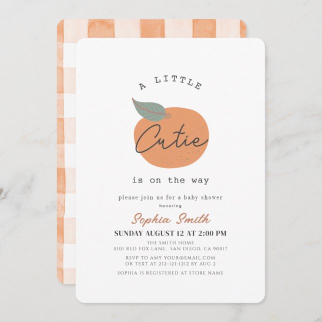 Little Cutie Orange Clean Baby Shower Invitation (Front/Back)
