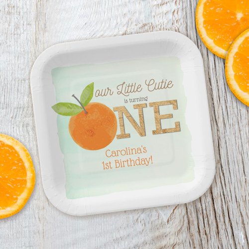 Little Cutie Orange Clementine 1st Birthday Paper Plates