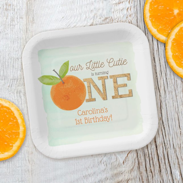 Little Cutie Orange Clementine 1st Birthday Paper Plates (Creator Uploaded)