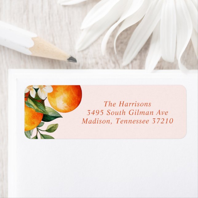Little Cutie Orange Clementine Baby Shower Address Label (Insitu)